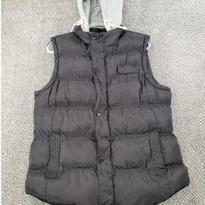 Wantdo Mens Puffer Vest with Detachable Hood Black Quilted Gilet Large Outdoors